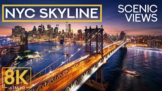 Beautiful New York City Skyline in 8K - Best Evening & Night Views (8 HOURS)