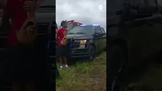 Dramatic body camera footage shows car flip midair after hitting tow truck ramp in Georgia