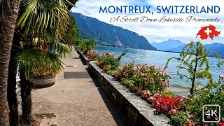 Montreux, Switzerland | Stroll Down Lakeside Promenade 4K