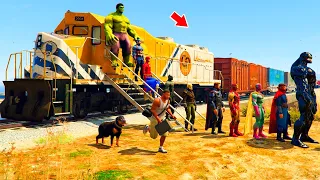 Franklin First Train Experience In Village With Avengers in GTA 5 ! (GTA 5 mods)