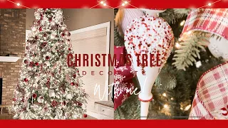 🎄NEW 🎄 CHRISTMAS TREE DECORATE WITH ME 2023 | RED AND WHITE TREE DECOR