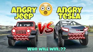 Angry jeep VS angry Tesla😱|| Who will win🏆..?? || Extreme car driving simulator||