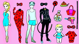 Paper Dolls Family Dress Up - Ladybug & Cat Noir Costumes Dresses Handmade Quiet Book #2