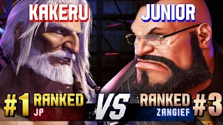 SF6 ▰ KAKERU (#1 Ranked JP) vs JUNIOR (#3 Ranked Zangief) ▰ High Level Gameplay