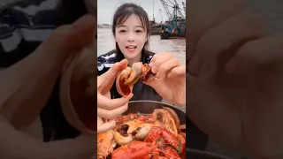 Giant Squid | Тайка готовит морепродукти | seafood