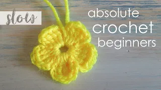 How To Crochet a Simple Flower - Absolute Beginners