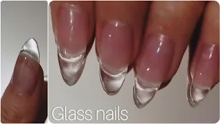 Let's do waterdrop nails🪞💦 with polygel ! Transparent / translucid / clear nails with dual forms