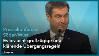 Pressekonferenz mit Hendrik Wüst und Markus Söder