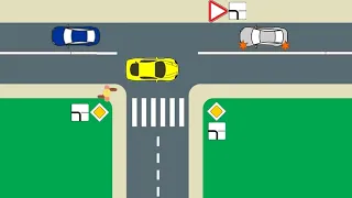 Т-образне перехрестя нерівнозначних доріг без трамвая при наявності пішохода