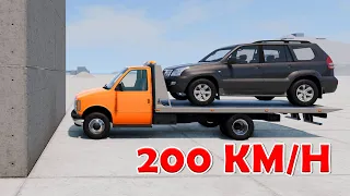 Tow Truck vs Wall 200 KM/H - BeamNG Drive