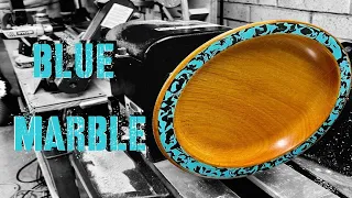 Wood Turning Turquoise Milliput Inlay || Milliput Sheoak Bowl