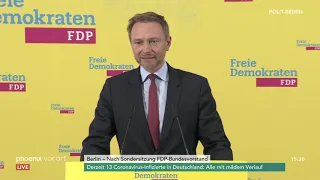 MP-Wahl in Thüringen: Pressekonferenz von Christian Lindner nach Sondersitzung am 07.02.20