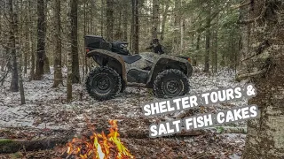 Winter ATV Ride in the Snow ! - Campfire lunch, Shelter Tour & Close Call With Some Deer !