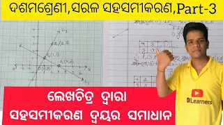 Solution of Simultaneous Equations by use of Graphs odia |10th class maths |