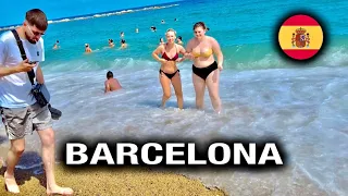 Barcelona & Badalona, Spain Beach Walk tour - 4K Ultra HD