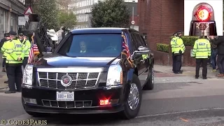 Secret Service in Action: President Obama Motorcade in London Leaving Theatre