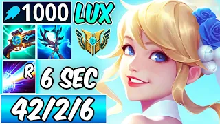 *42 KILLS* LUX ULT EVERY 6 SECONDS! NEW ITEMS - SEASON 14 LUX BEST BUILD 1000 AP | League of Legends