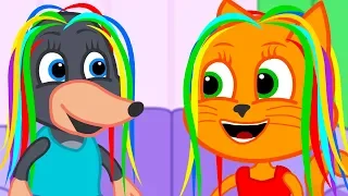 Cats Family in English - Rainbow Hairstyle Cartoon for Kids