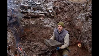 Зимние раскопки немецкого блиндажа / Winter excavations of a German dugout