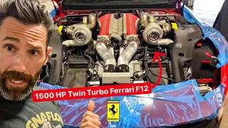 CRAZIEST TWIN TURBO FERRARI F12 ALMOST COMPLETE!   *Built by Aaron Kaufman*