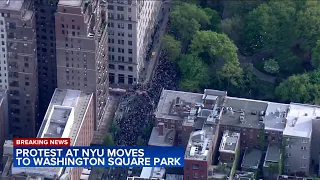 Protest at NYU moves to Washington Square Park