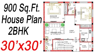 30x30 House Plan South Facing | 30x30 Ghar Ka Naksha | 900 sqft House Plan | Civil Users
