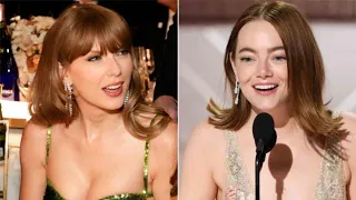 Emma Stone jokingly calls Taylor Swift 'an a--hole' for loudly cheering for her Golden Globes win