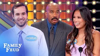 Steve Harvey roasts Nicholas for getting distracted at the podium!