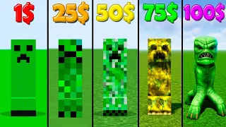 creeper for 0$ vs 25$ vs 50$ vs 75$ vs 100$