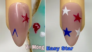 Easy Star July 4th Nails Art For Beginner 💖Vẽ Móng 💅 New Nails Design 💝 New Nails