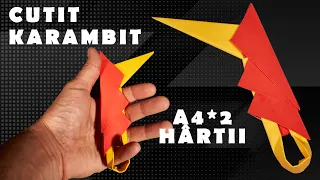 Cutit de hartie karambit tutorial usor. Cutit origami usor. Arme de lupta Ninja