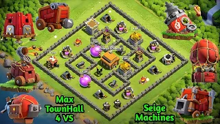 Town hall 4 max VS all siege machines | clash of clans | who will win? | @GamerJeeone