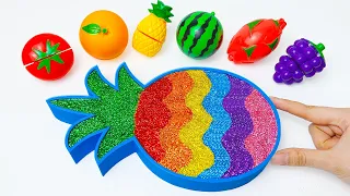 Satisfying Video l How to Make Rainbow Slime Pineapple  WITH Mixing Glitter from Mini Baths  ASMR