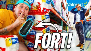 Toilet Paper FORT Hidden Speaker! *We Got CAUGHT*