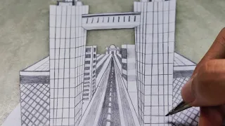 How to Draw a 3D Skyscraper Building - Anamorphic / Trick Art Drawing