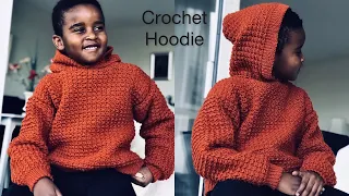 Crochet Kids Hooded Sweater / Even Moss stitch Sweater #crochetkidssweater