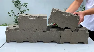 Process Of Creating Cement Lego Bricks - Jointed Bricks Without Mortar