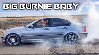 Straight Piped E46 Burnout until Tires BLOW OUT!!!