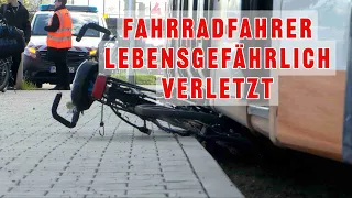 64-Jähriger Fahrradfahrer nach zusammenstoß mit Straßenbahn lebensgefährlich verletzt