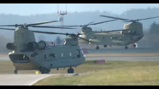 6x US Army CH-74 Chinook departure airport Graz