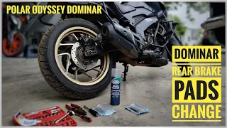 Bajaj Dominar 400 2018 Maintenance | DIY Rear Brake Pads Change | Polar Odyssey Dominar | DNA VLOGS