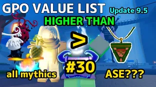 NEW GPO VALUE LIST UPDATE 9.5 #30  ALL MYTHICAL HIGHER THAN ASE???