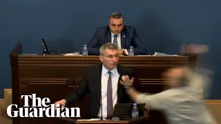 Georgian MP punched in the face at dispatch box during parliamentary debate