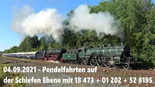 Schiefe Ebene am 04. 09. 2021 / Dampf im Dreierpack / 528195 + 18473 + 01202