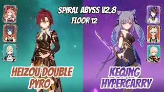 Heizou Double Pyro & Keqing Hypercarry Abyss v2.8 Floor 12 (9 Stars) | Genshin Impact