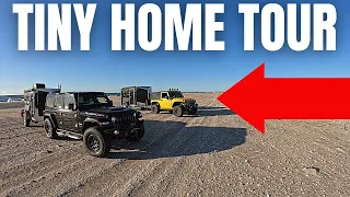 BEACH TINY HOUSE TOUR||Staying right on the beach!
