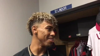 Francisco Lindor, on the rogue squirrel at Progressive Field