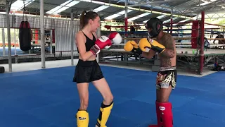 Women  Sparring with Thai trainer @ Suwit Muay Thai gym