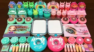 MINT vs PINK DONUTS ! Mixing Random into GLOSSY Slime ! Satisfying Slime Video #282