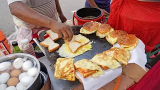 Combination Egg Toast Sandwich & Burger Making on Street | Bangladeshi Street Food